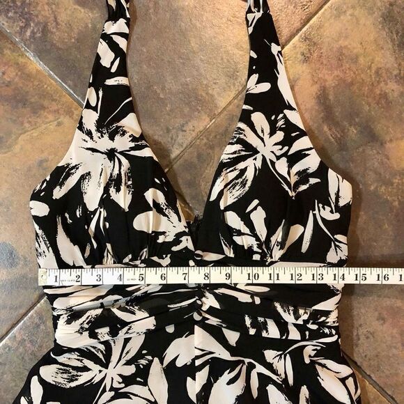 White House Black Market Women’s Floral Halter Tie Neck Sundress Size 4 - Picture 7 of 14